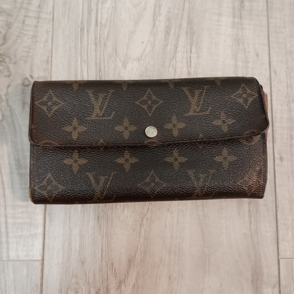 Louis Vuitton Monogram Portefeiulle Sarah LongBifold Wallet Brown - Picture 1 of 13